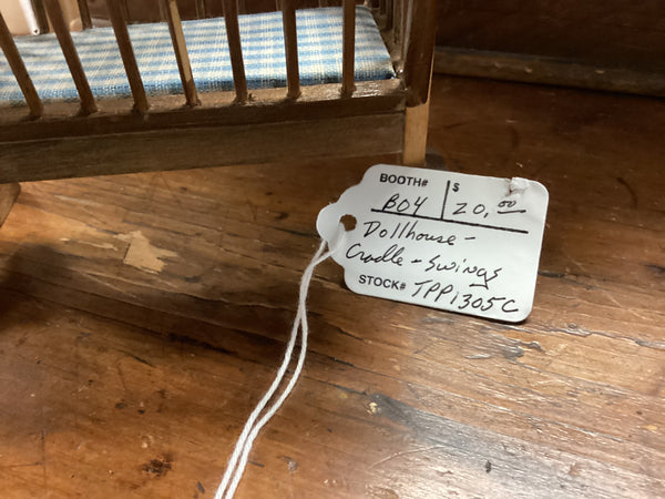 Wooden Dollhouse Miniature Swinging Cradle