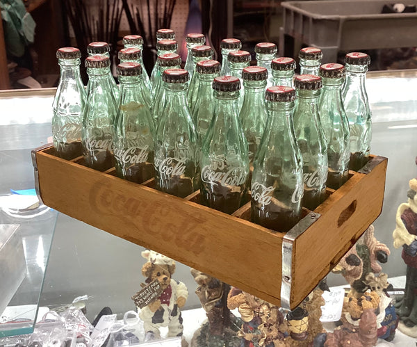 Miniature 24 Coca-Cola Bottles in Wooden Crate