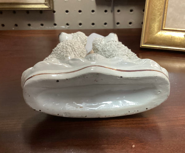 Staffordshire Confetti Poodles Spill Vase w/ Quill Holder