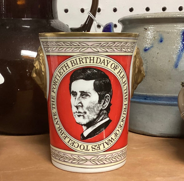 Caverswall Prince Charles 40th Birthday Celebration Lion Head Beaker Limited Edition