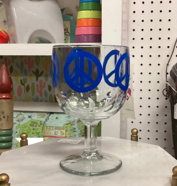 Bartlett Collins Vintage 1970's Blue Peace Goblet