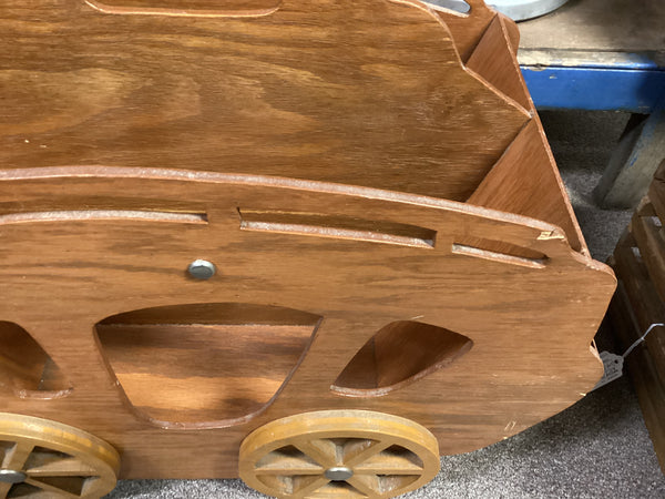 Hand Crafted 1950 Wooden Stage Coach Magazine Rack