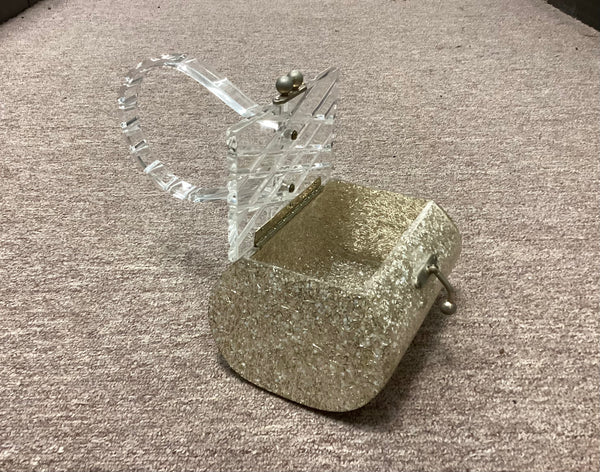 Lucite Purse Silver Confetti