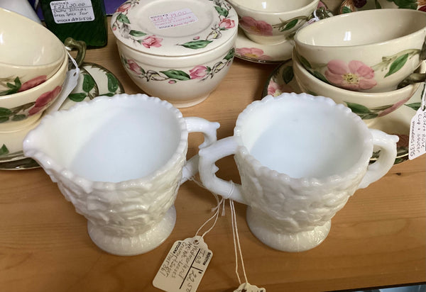 Westmoreland White Milk Glass "Bramble" Cream & Sugar Set