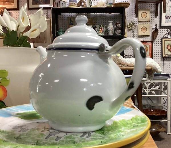 White Enamelware Teapot