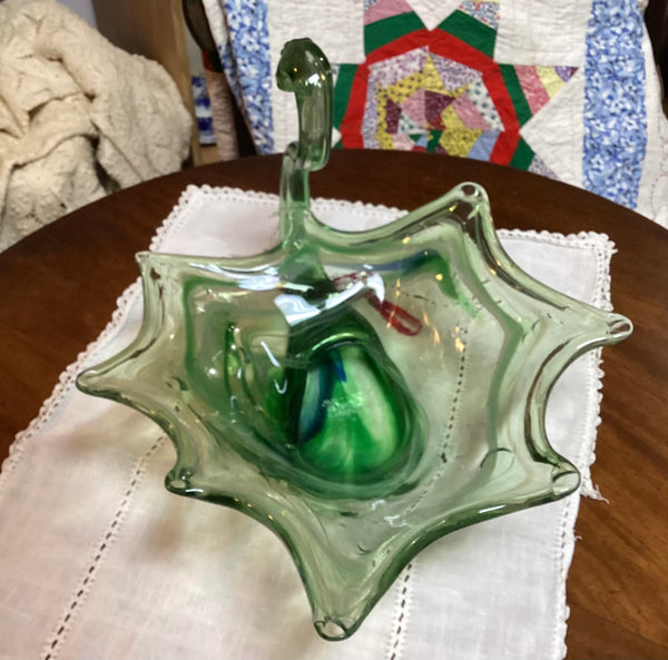 Blown Art Glass Swan Console Bowl