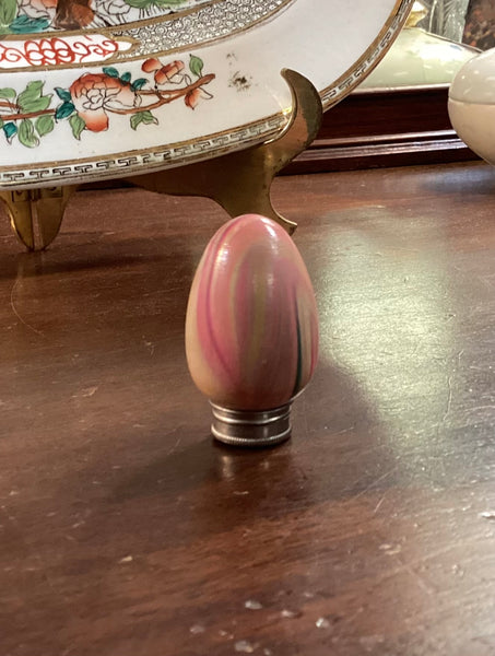 Miniature Wooden Egg Shaped Sewing Kit w/Thimble & Thread