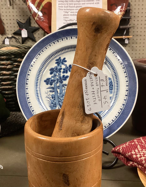 Turned Wood Mortar & Pestle Set