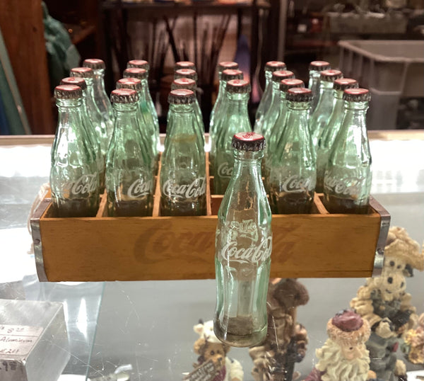 Miniature 24 Coca-Cola Bottles in Wooden Crate