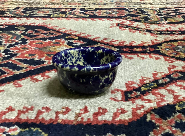 Miniature Bennington Pottery Bowl Blue Agate Glaze