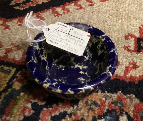 Miniature Bennington Pottery Bowl Blue Agate Glaze