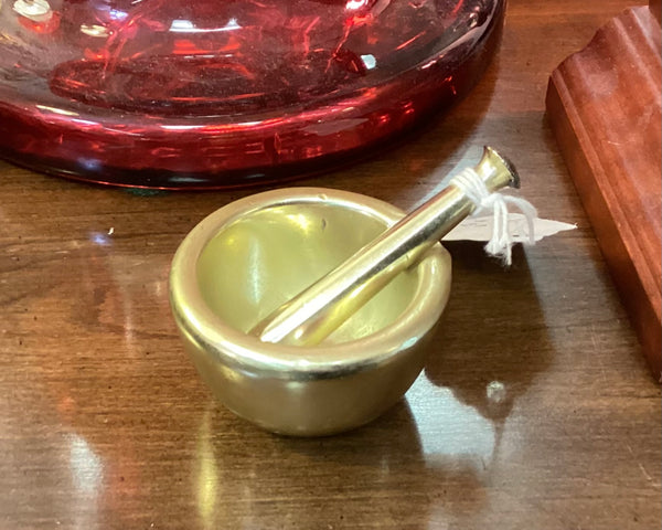 Miniature Brass Abbott Advertising Mortar & Pestle