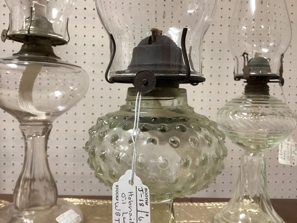 Clear Glass Hobnail Oil Lamp