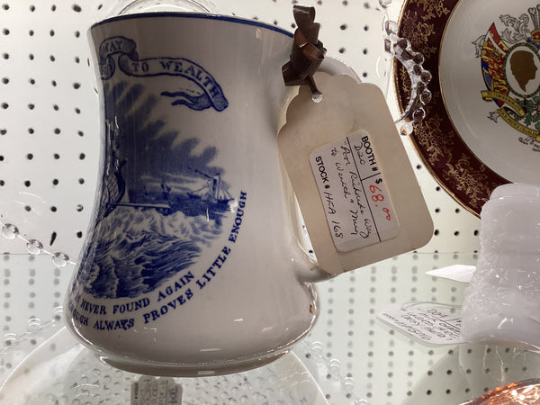 Poor Richard’s Way to Wealth Blue & White Transferware Mug