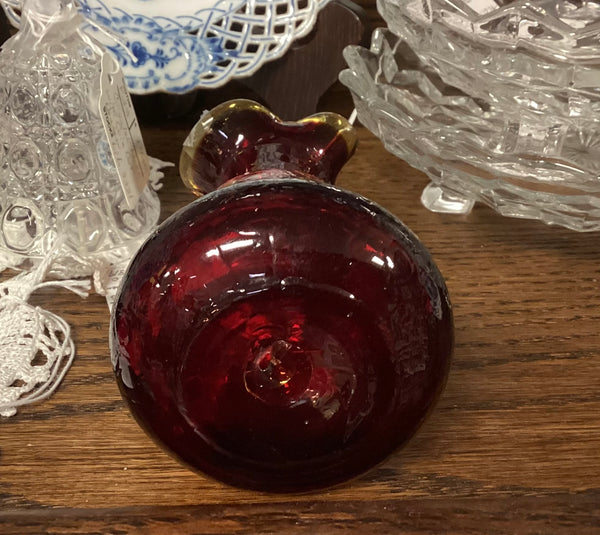 Rainbow Art Glass Co. Amberina Crackle Glass Cruet w/ Stopper