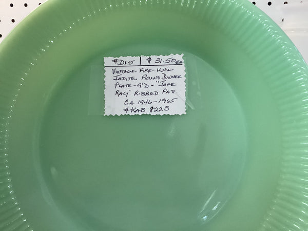 Fire King Jane Ray Jadite 9" Dinner Plate