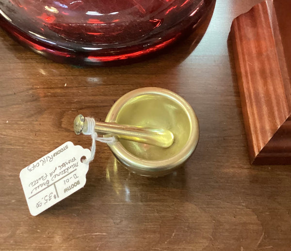 Miniature Brass Abbott Advertising Mortar & Pestle