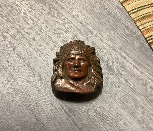 Painted Cast Iron American Indian Paperweight