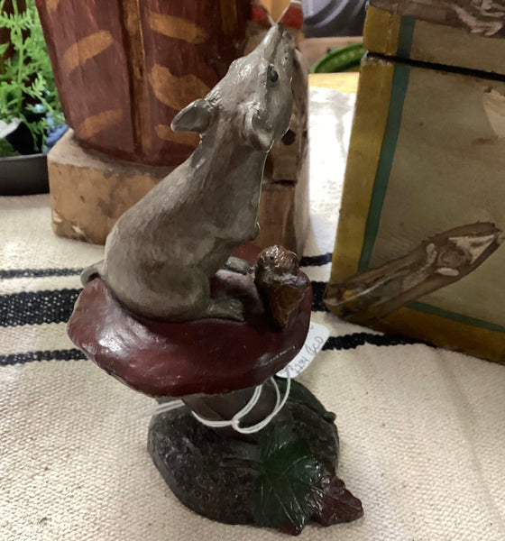 D.H. Turner Signed 1990 Bronze Mouse on Mushroom Sculpture