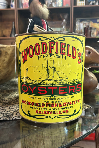 Woodfield's Fresh Oysters Advertising Tin