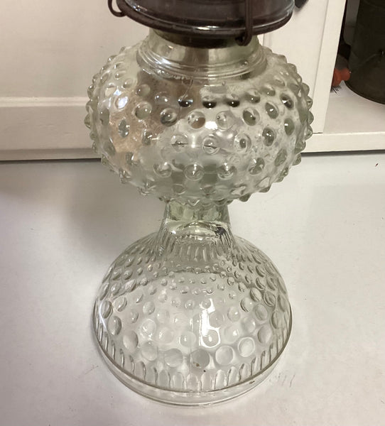Clear Glass Hobnail Oil Lamp