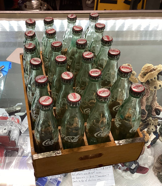 Miniature 24 Coca-Cola Bottles in Wooden Crate