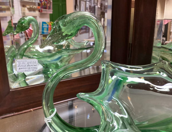 Blown Art Glass Swan Console Bowl