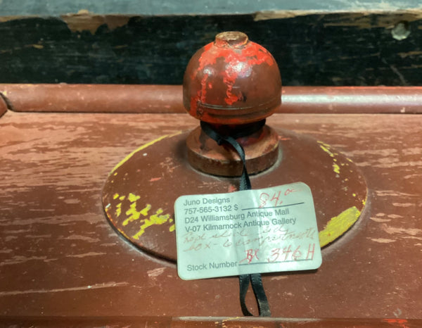 Primitive Painted Wood Slide Top Spice Box