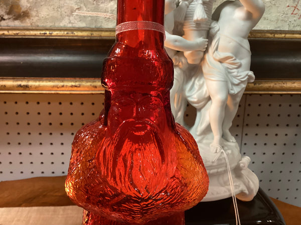 Old World Art Glass Amberina Santa Bottle