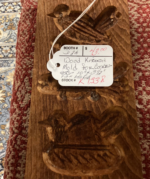 Wooden Cookie Mold Fish & Fowl