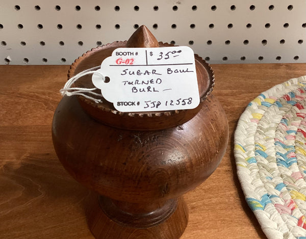 Turned Burl Wood Sugar Bowl w/ Lid