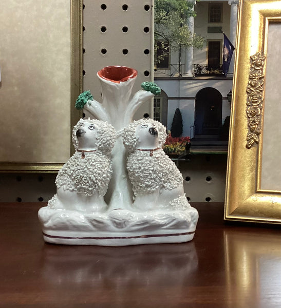 Staffordshire Confetti Poodles Spill Vase w/ Quill Holder