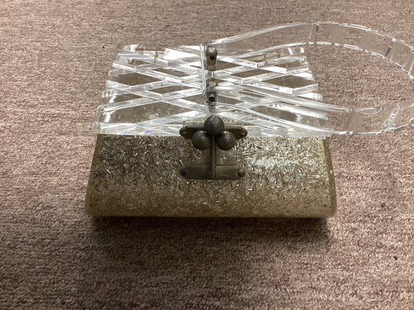 Lucite Purse Silver Confetti