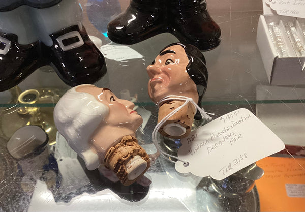 Pair Figural Dueling Decanters Made in Japan #5021