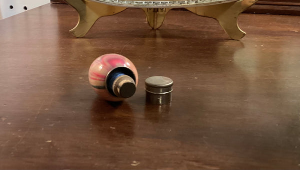 Miniature Wooden Egg Shaped Sewing Kit w/Thimble & Thread