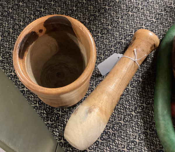 Turned Wood Mortar & Pestle Set
