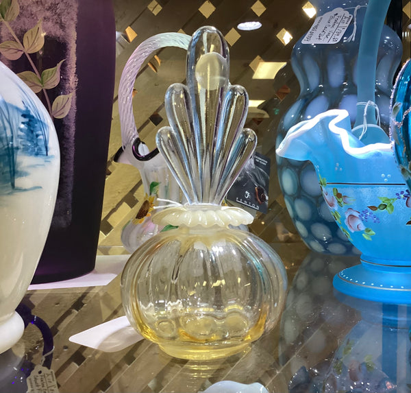 Fenton Yellow Glass Perfume Bottle w/ Stopper