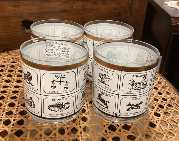 Set 4 Cera Zodiac On the Rocks Glasses