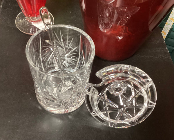 Pinwheel Crystal Jam Jar w/ Lid, Spoon
