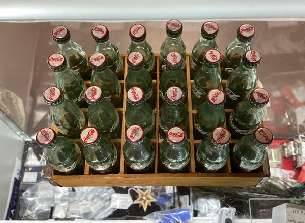 Miniature 24 Coca-Cola Bottles in Wooden Crate