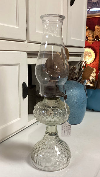 Clear Glass Hobnail Oil Lamp