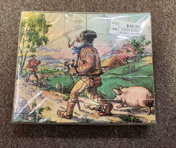 Vintage Wooden Block Puzzle Made in Czechoslovakia