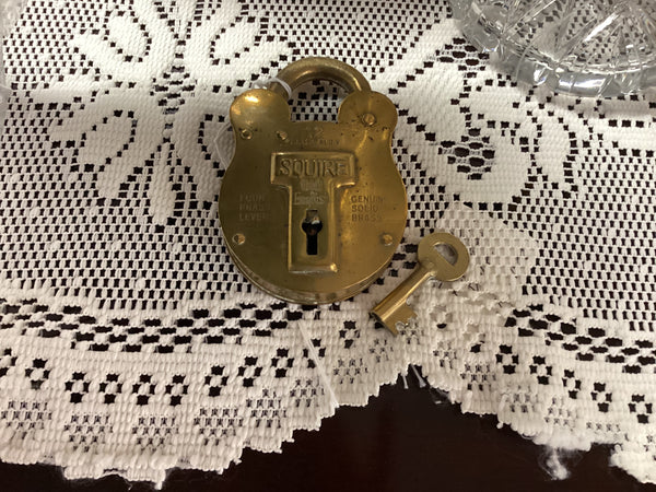 Antique Squire Brass Lock & Key