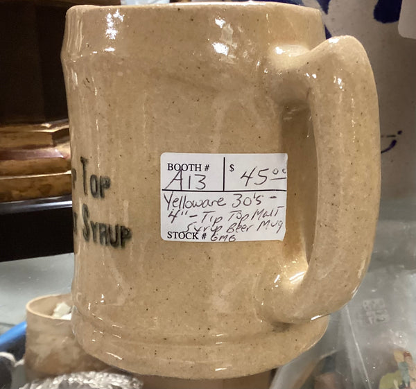 Tip Top Malt Syrup 1930's Pottery Advertising Mug