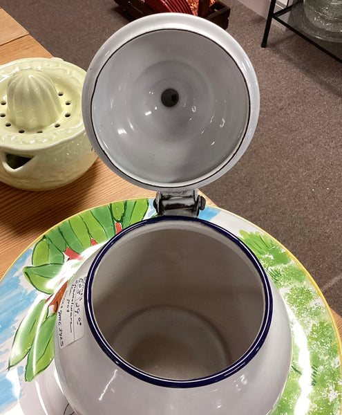 White Enamelware Teapot