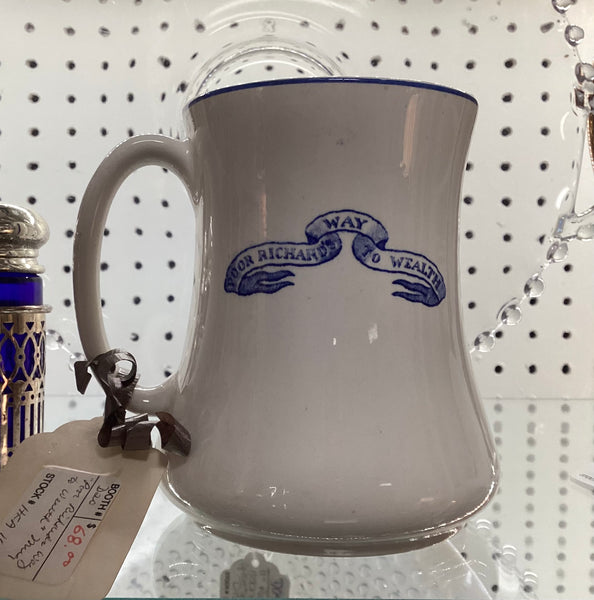 Poor Richard’s Way to Wealth Blue & White Transferware Mug