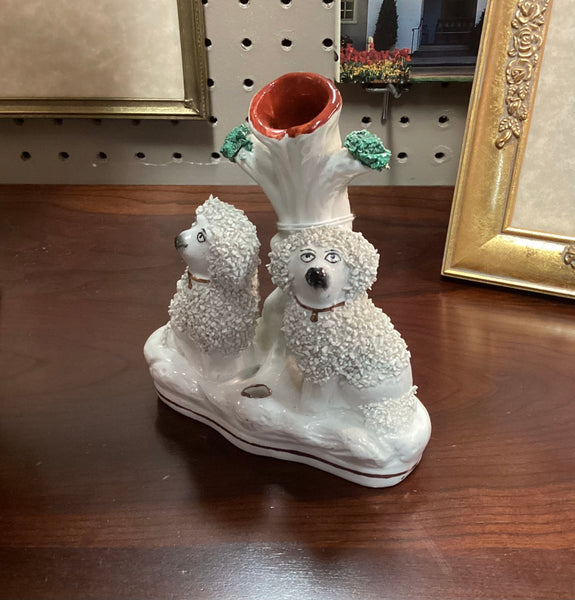 Staffordshire Confetti Poodles Spill Vase w/ Quill Holder