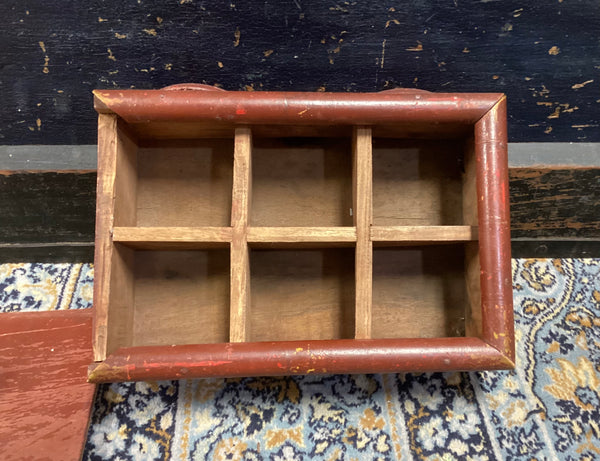 Primitive Painted Wood Slide Top Spice Box