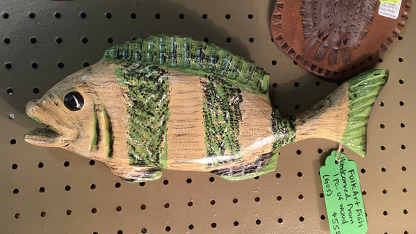 Folk Art Carved & Painted Wood Fish Wall Hanging