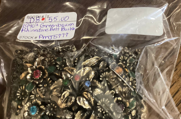 Greenbaum Vintage 1940's Rhinestone Belt Buckle